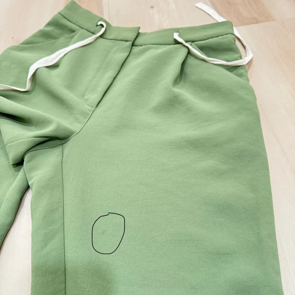 Aritzia Wilfred Allant Cropped Pants Trouser Green Women's Small Crepe Polyester